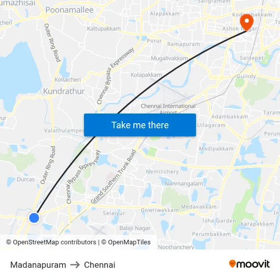 Madanapuram to Chennai map