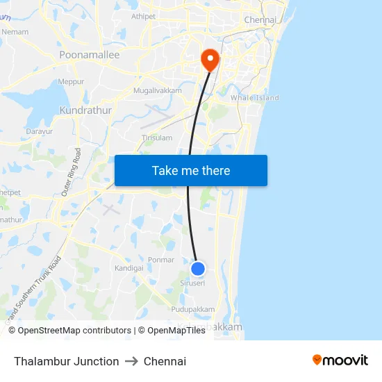 Thalambur Junction to Chennai map