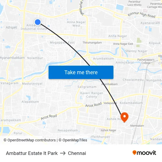 Ambattur Estate It Park to Chennai map