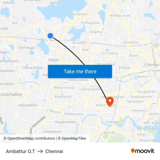 Ambattur O.T to Chennai map