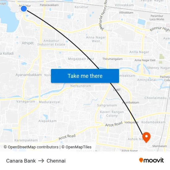 Canara Bank to Chennai map
