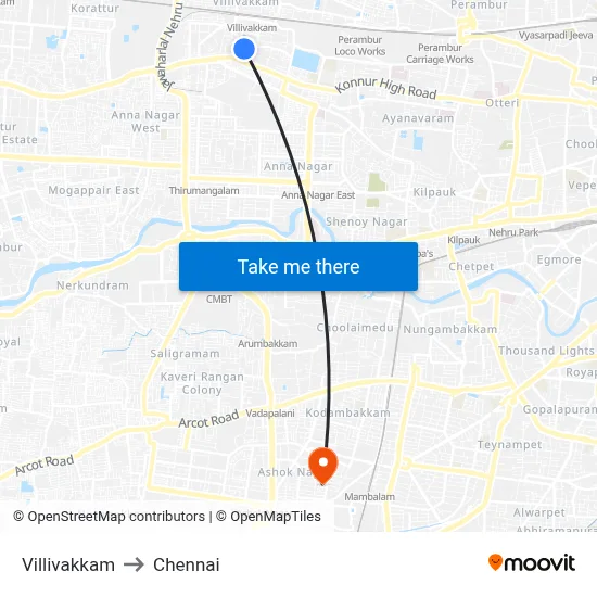 Villivakkam to Chennai map