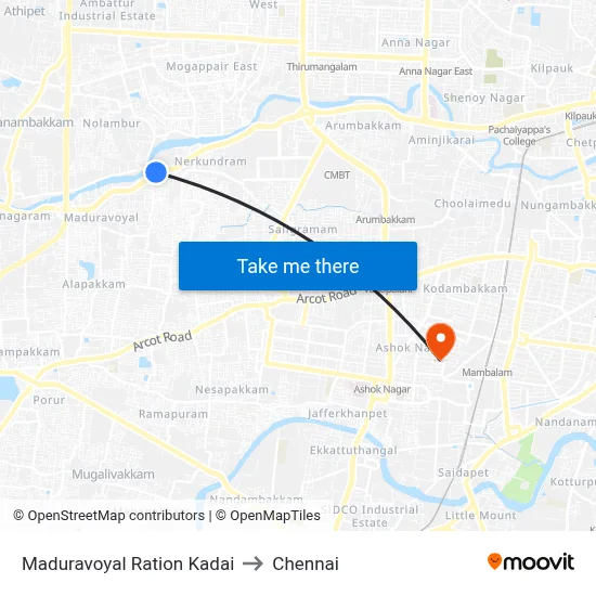 Maduravoyal Ration Kadai to Chennai map