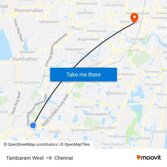 Tambaram West to Chennai map