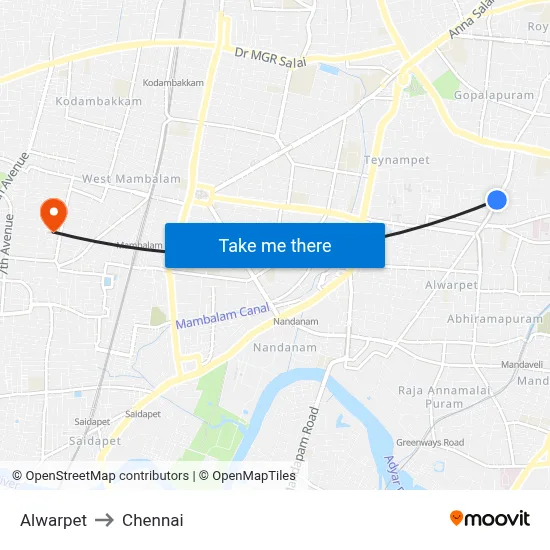 Alwarpet to Chennai map