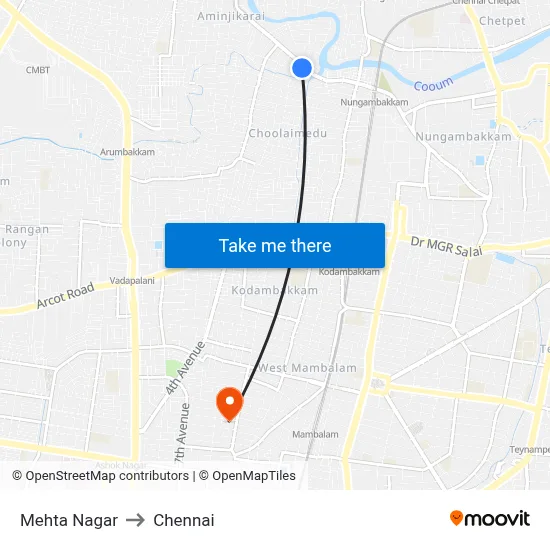 Mehta Nagar to Chennai map