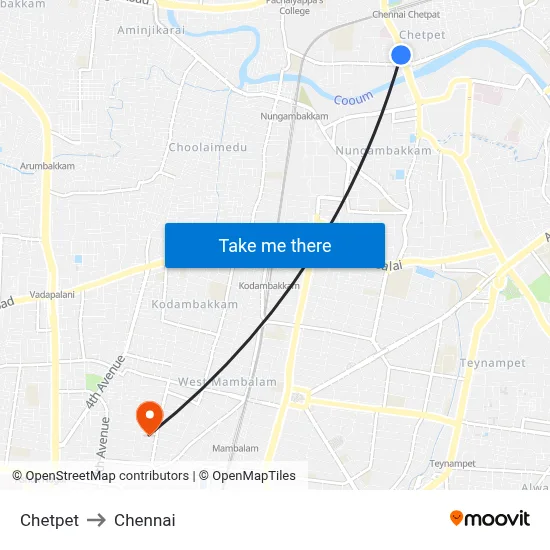 Chetpet to Chennai map