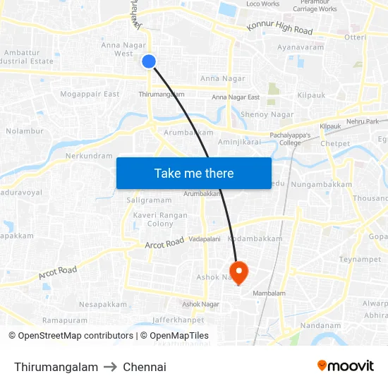 Thirumangalam to Chennai map