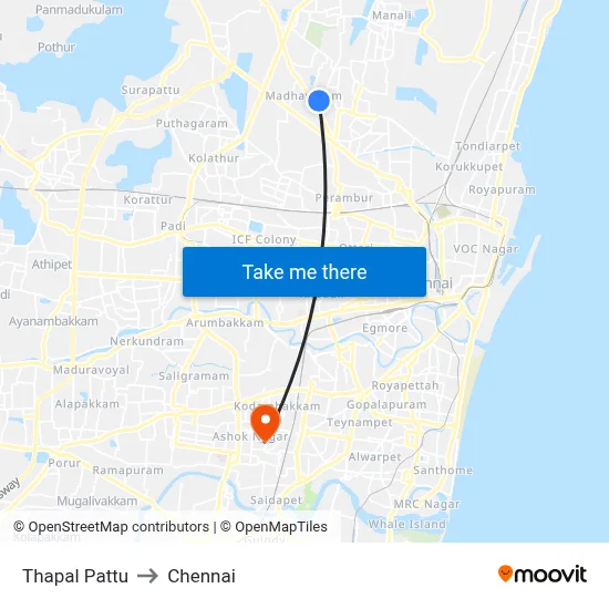 Thapal Pattu to Chennai map