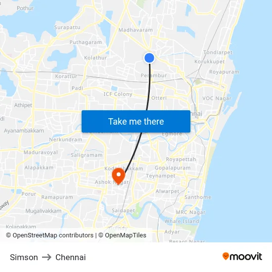 Simson to Chennai map