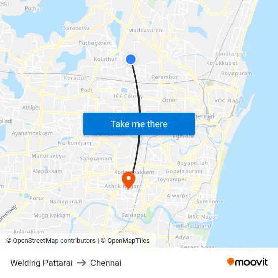 Welding Pattarai to Chennai map