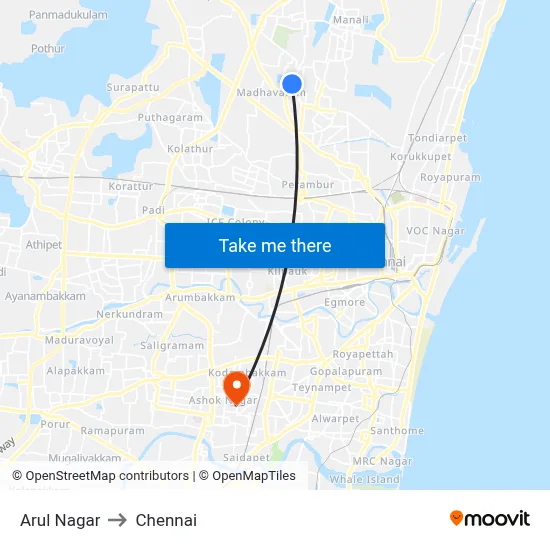 Arul Nagar to Chennai map