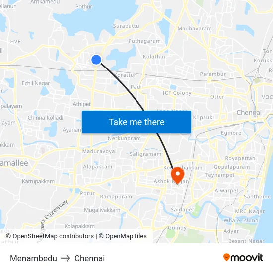 Menambedu to Chennai map