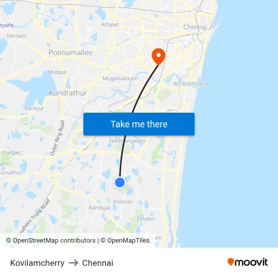 Kovilamcherry to Chennai map