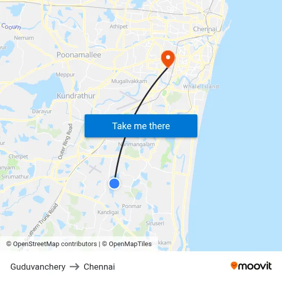 Guduvanchery to Chennai map