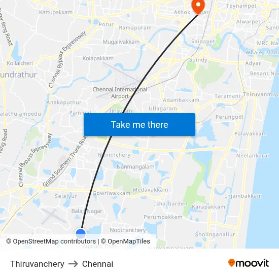 Thiruvanchery to Chennai map