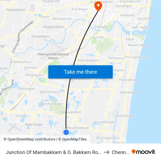 Junction Of Mambakkam & O. Bakkam Road to Chennai map