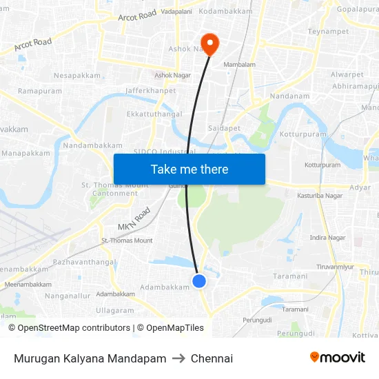 Murugan Kalyana Mandapam to Chennai map