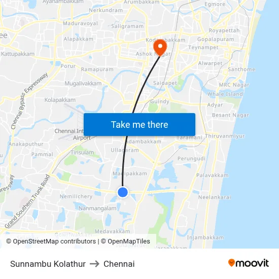 Sunnambu Kolathur to Chennai map