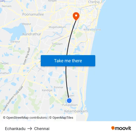 Echankadu to Chennai map
