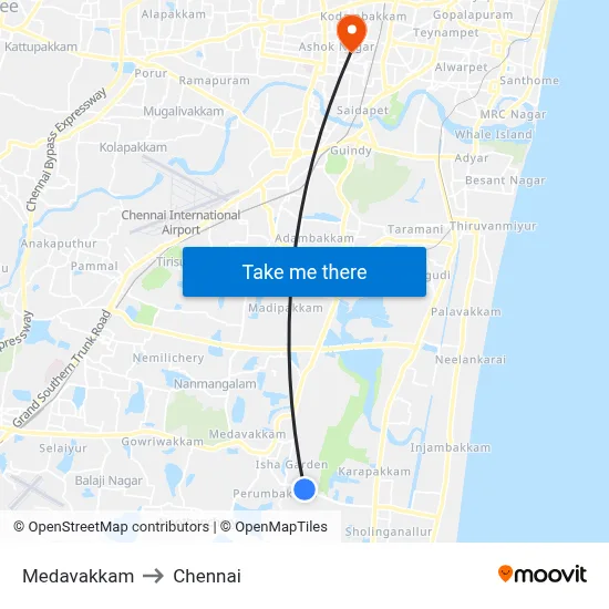 Medavakkam to Chennai map