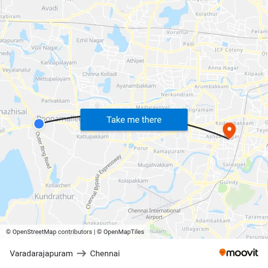 Varadarajapuram to Chennai map