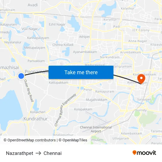 Nazarathpet to Chennai map