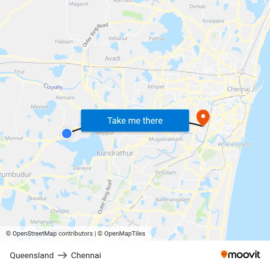 Queensland to Chennai map