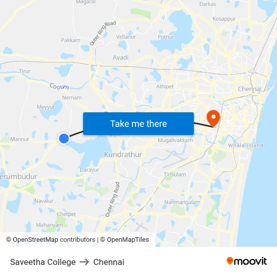 Saveetha College to Chennai map