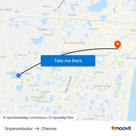 Sriperumbudur to Chennai map