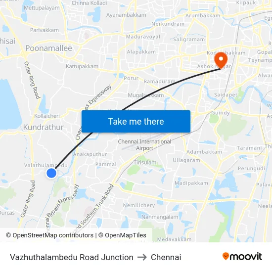 Vazhuthalambedu Road Junction to Chennai map