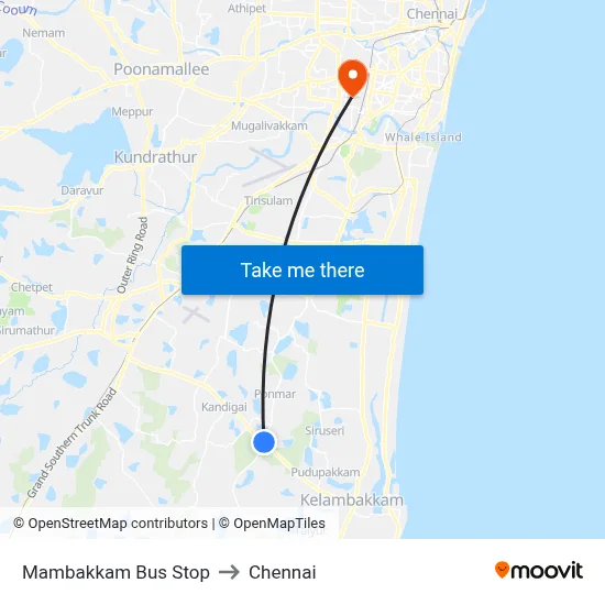 Mambakkam Bus Stop to Chennai map
