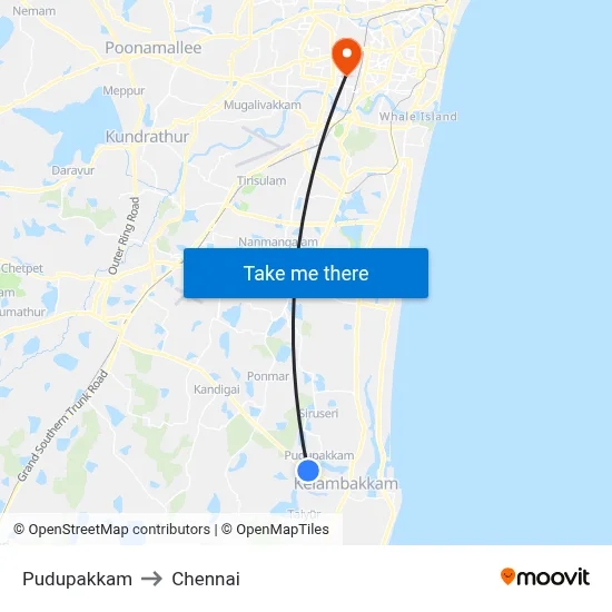Pudupakkam to Chennai map