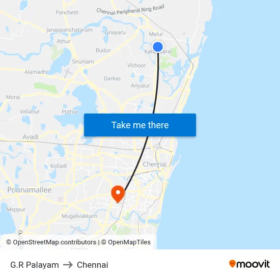 G.R Palayam to Chennai map