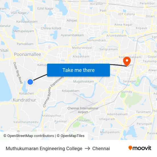 Muthukumaran Engineering College to Chennai map