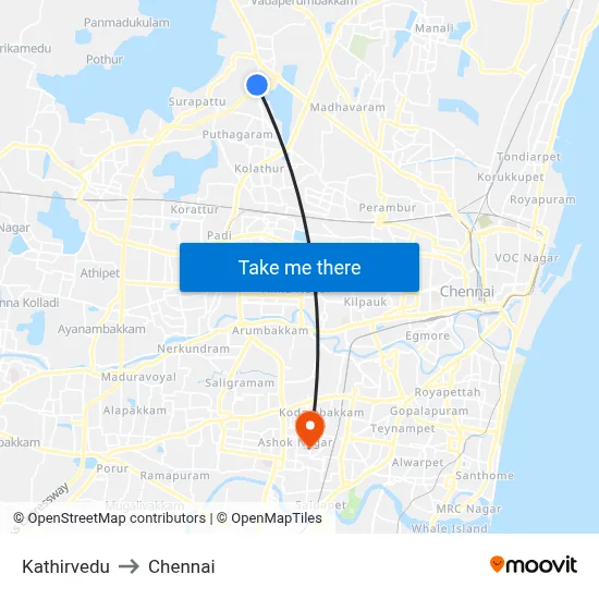 Kathirvedu to Chennai map