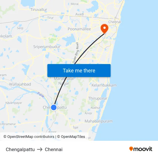 Chengalpattu to Chennai map