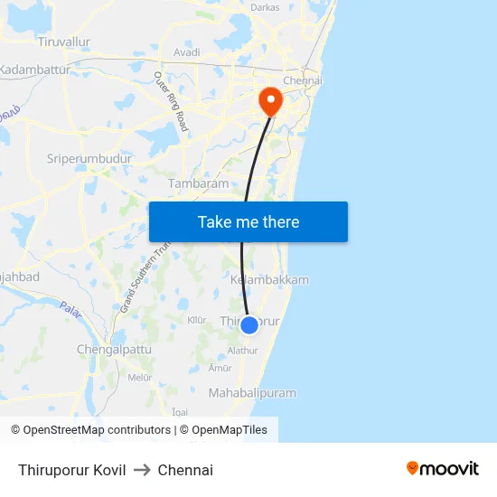 Thiruporur Kovil to Chennai map