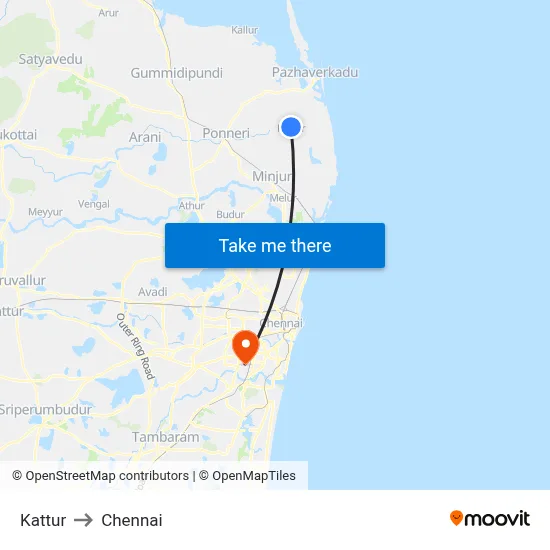 Kattur to Chennai map