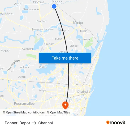Ponneri Depot to Chennai map