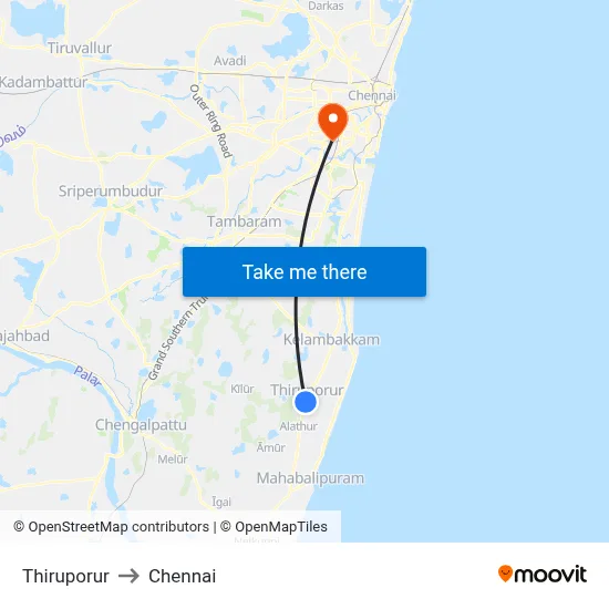 Thiruporur to Chennai map