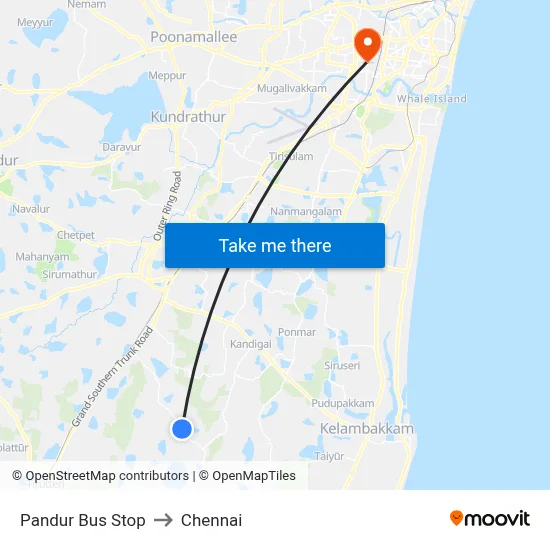 Pandur Bus Stop to Chennai map