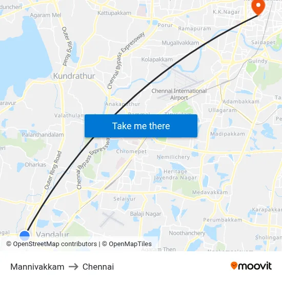 Mannivakkam to Chennai map