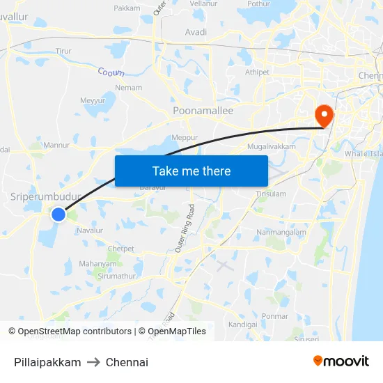 Pillaipakkam to Chennai map