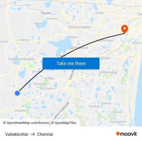 Vallakkottai to Chennai map