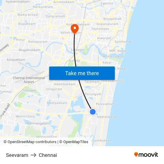 Seevaram to Chennai map