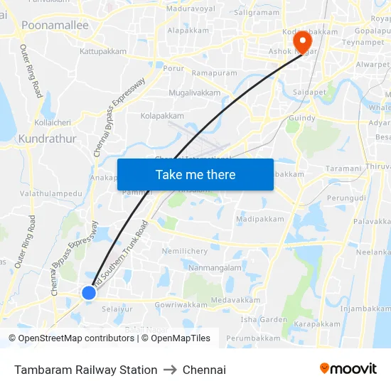 Tambaram Railway Station to Chennai map