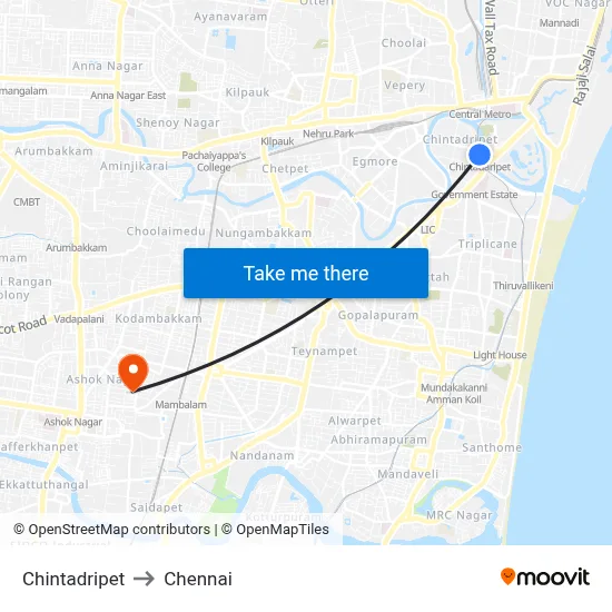 Chintadripet to Chennai map