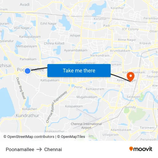 Poonamallee to Chennai map