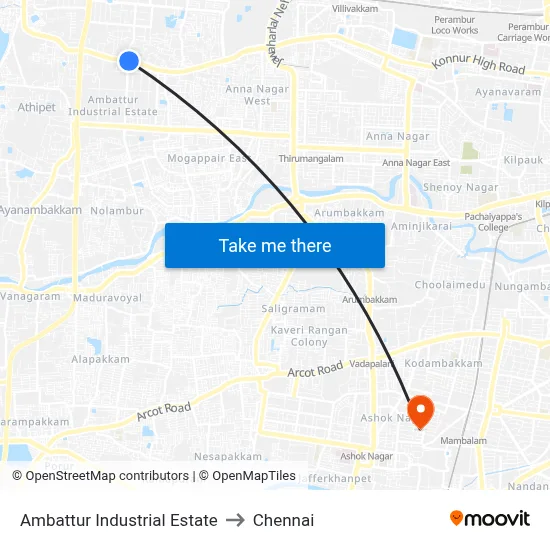 Ambattur Industrial Estate to Chennai map